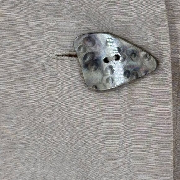 Modern Soul Womens Beige Linen Blend Jacket Pockets Unique Button Size Large - Picture 5 of 13